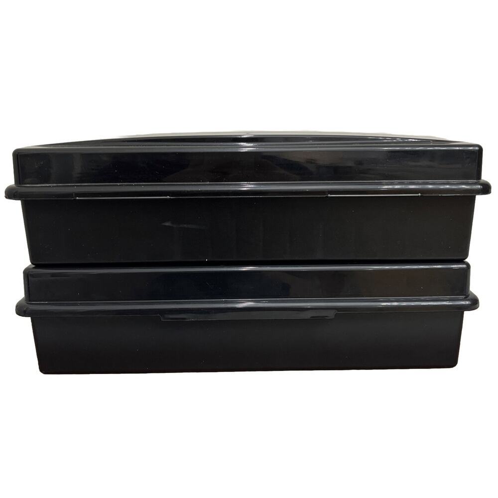 Vintage Alpha Cassette Case Holder Black Plastic Hinge Lid Holds‎ 15 lot of 2